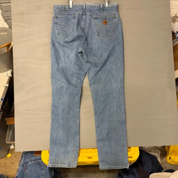Carhartt B18 STW Traditional Fit Straight Leg Denim Jeans Blue 38x36 Mens - Picture 2 of 5